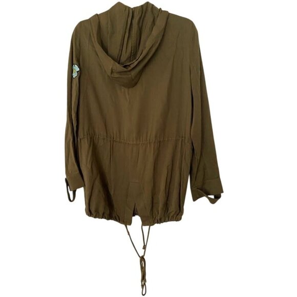 English Factory Olive Patched Rayon Military Jacket Size Small - Picture 4 of 5